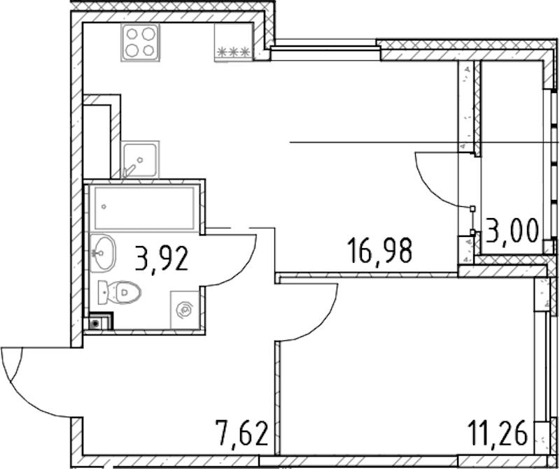 1-комнатная квартира 39.78 м², 8/23 эт., ЖК «Город Первых»